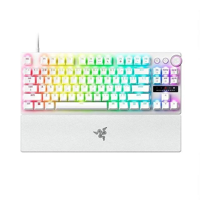 Razer Huntsman V3 Pro 英文白色鍵盤｜類比式光軸×可調觸發×RGB幻彩・競技級設計！